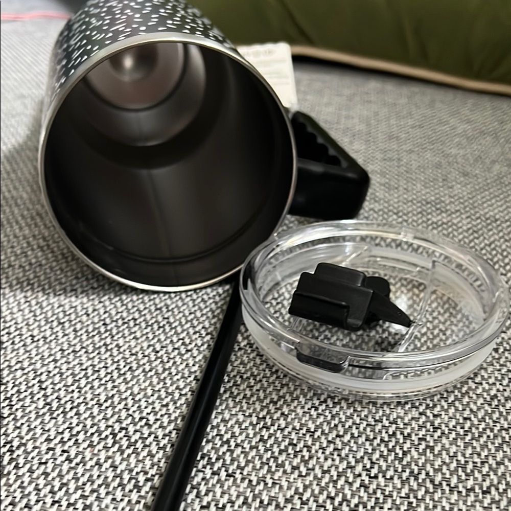 Black and White Composition Notebook Speckled Tumbler with Straw, new - Picture 8 of 9